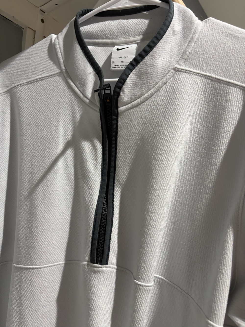 Nike White Dri-FIT Quarter-Zip with Black Trim
